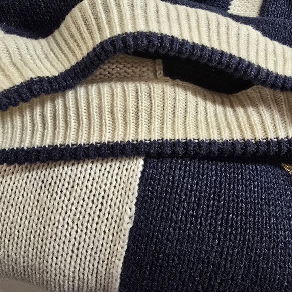 Maurada Nautical Star‎ Sweater Women's Size L Navy White Striped Sleeve Gold... - Picture 12 of 12